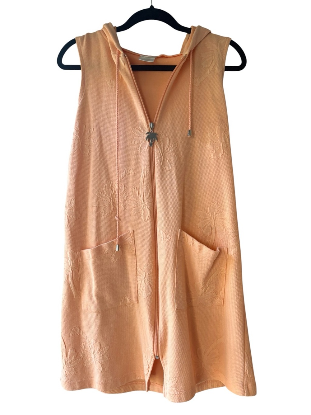 Secret Treasures Sleepwear Sleeveless Peach Zip Beach Hoodie Dress